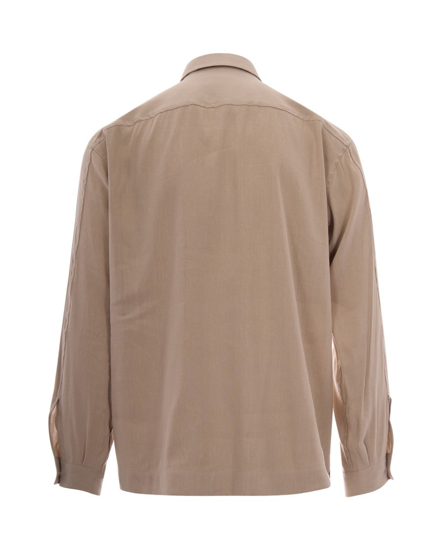Boss Classic Sahariana Shirt With Flap Pockets And Pointed Collar