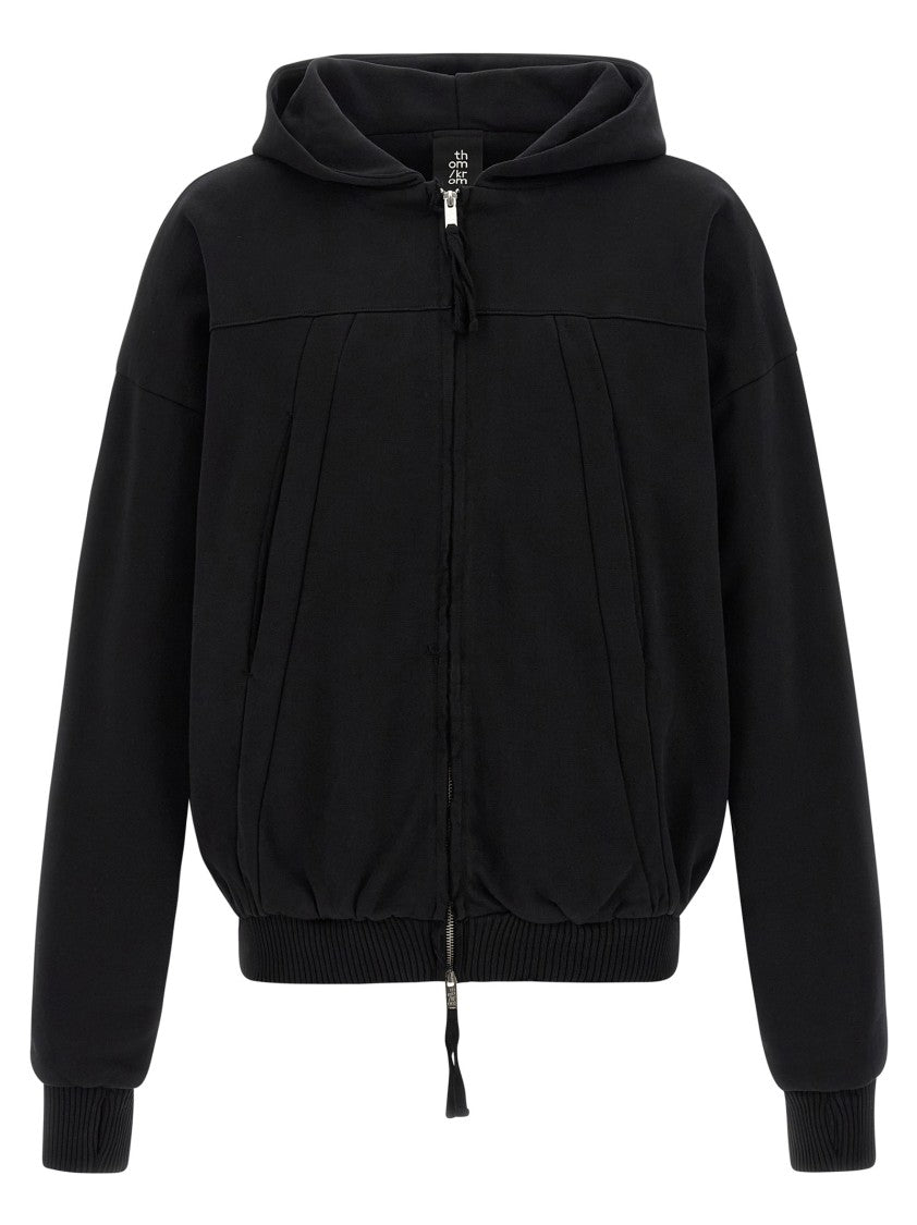 Thom Krom Hoodie With Metal Zip Closure And Knitted Trim