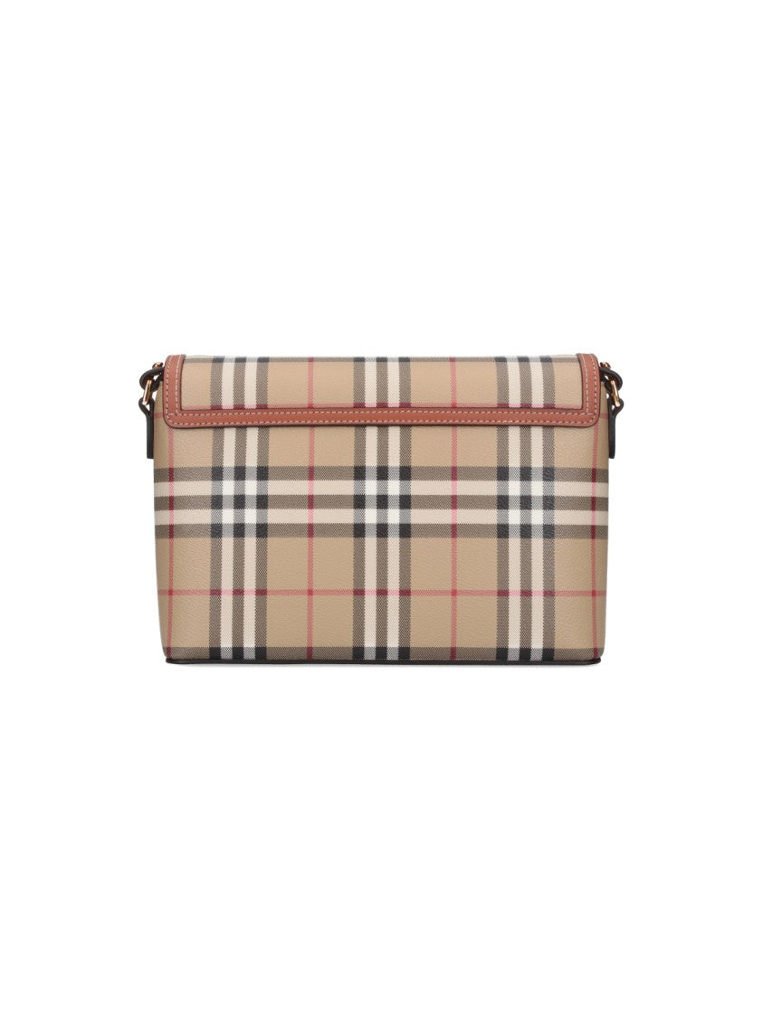 Burberry "Note" Check Crossbody Bag – Beige