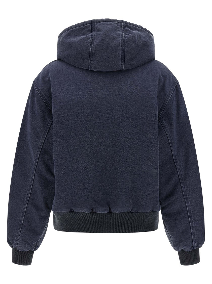 Carhartt Wip Garment-Dyed Blue Jacket With Adjustable Hood And Quilted Lining