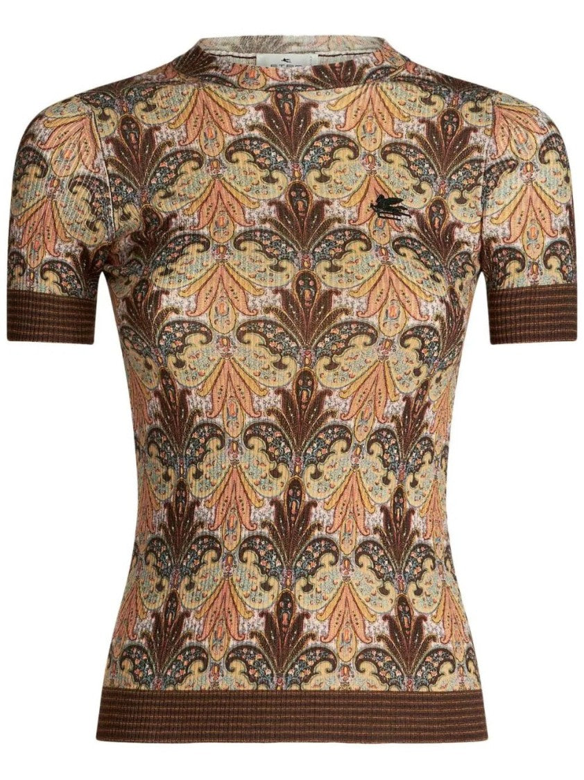 Etro Intricate Patterned Short Sleeve Knit Top