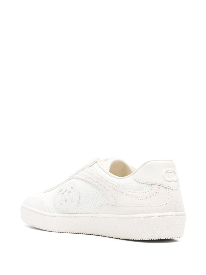 Gucci White Calfskin Sneakers With Raised Emblem
