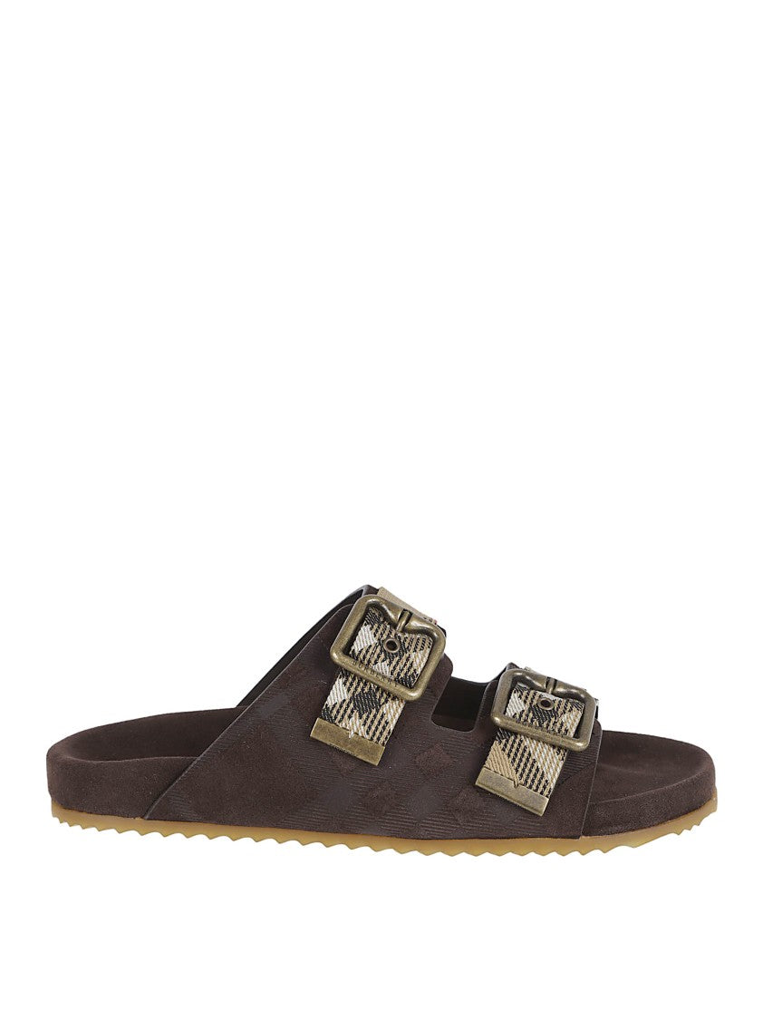 Burberry Double-Buckle Slide Sandals
