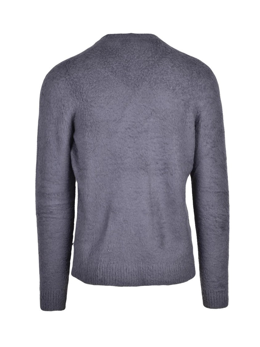Roberto Collina Heathered Grey Ribbed Cotton-Blend Crewneck Sweater