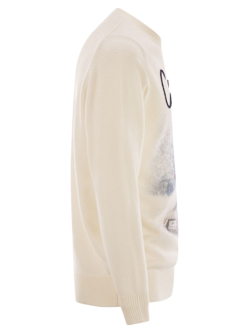Mc2 Saint Barth Heron - Crew Neck Sweater With Embroidery On The Front