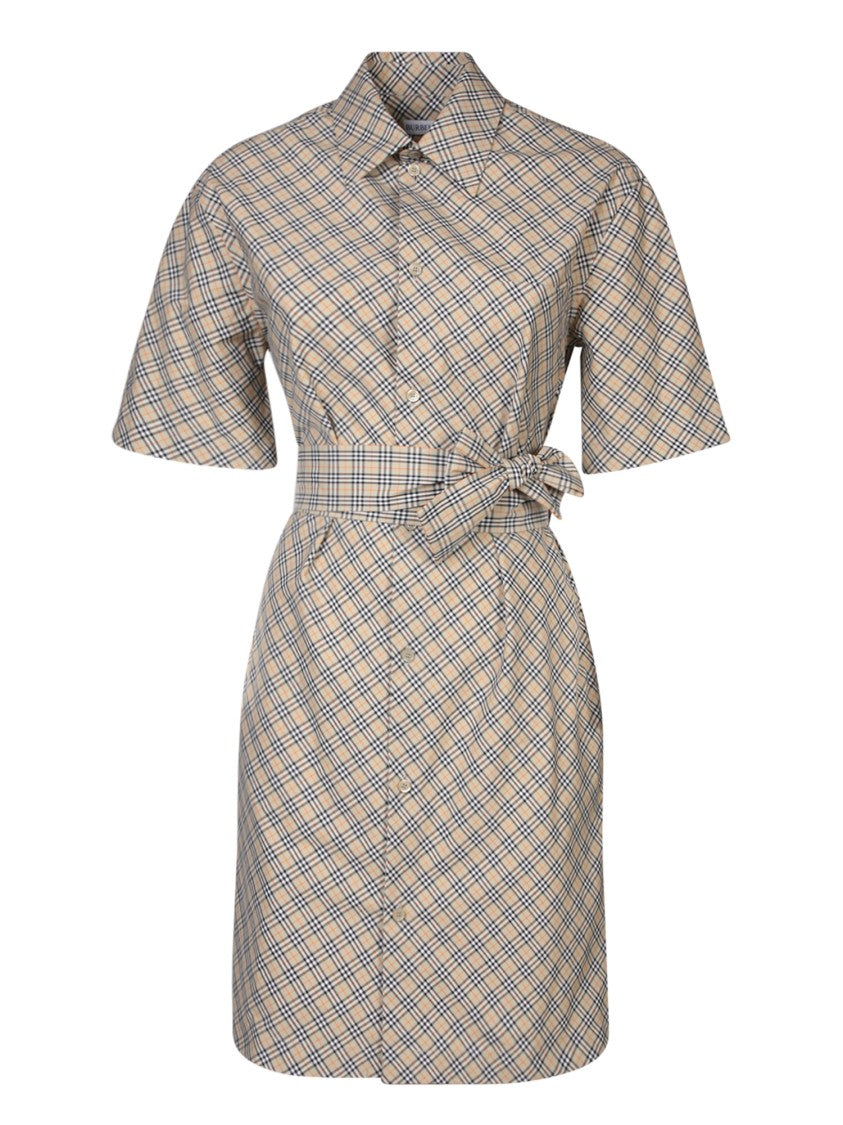 Burberry Beige Mini Check Print Dresses