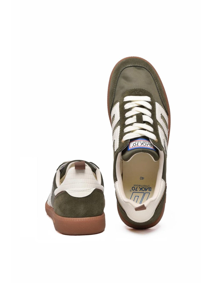 Back 70 Green Leather-Blend Low-Top Sneakers