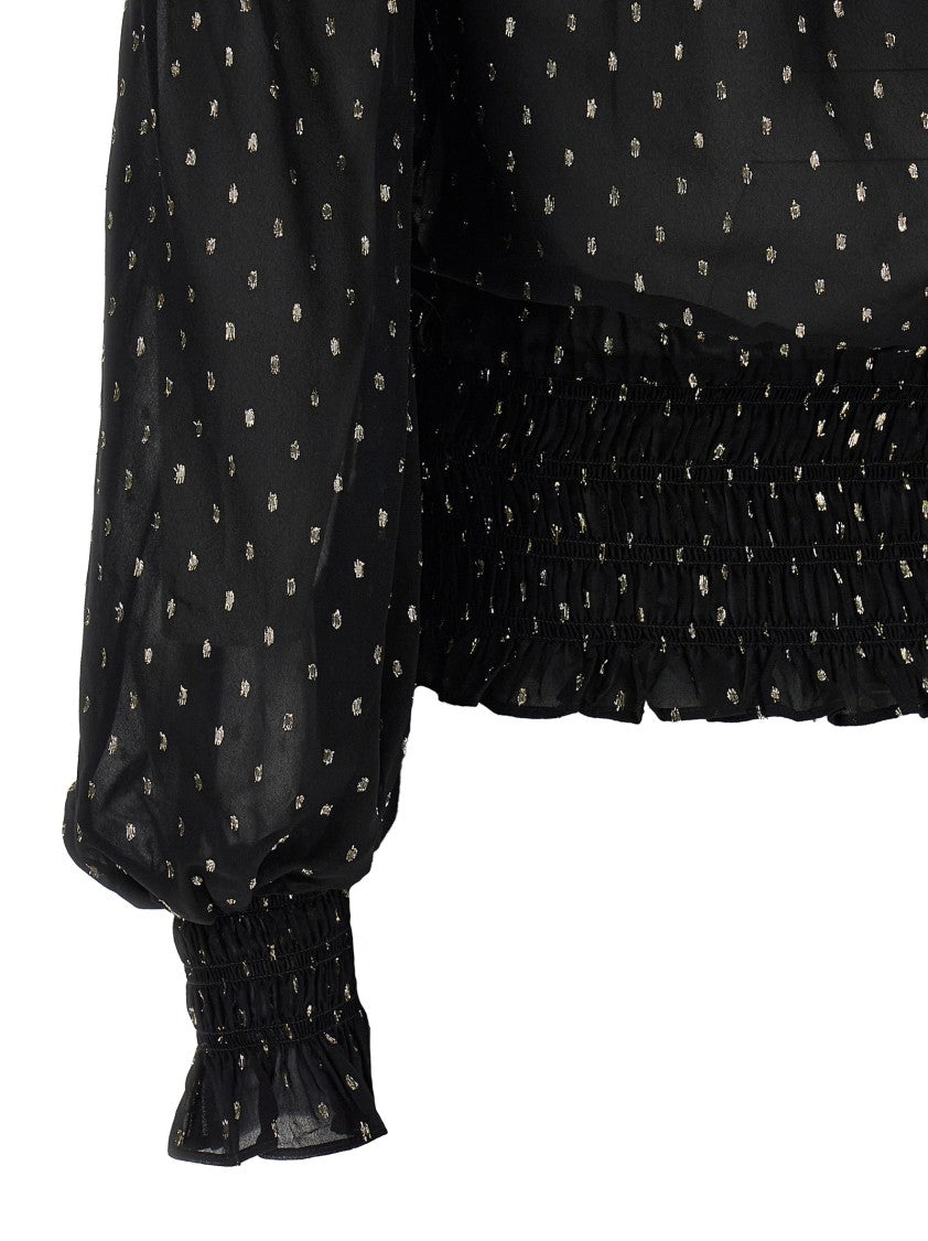 Self-Portrait 'Black And Gold Chiffon' Top