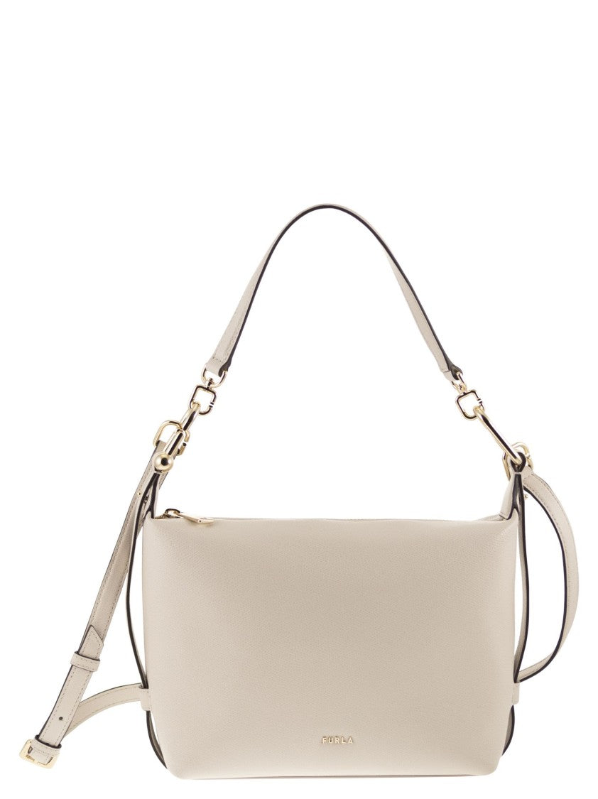 Furla Miniature Embossed Leather Hobo Bag With Straps