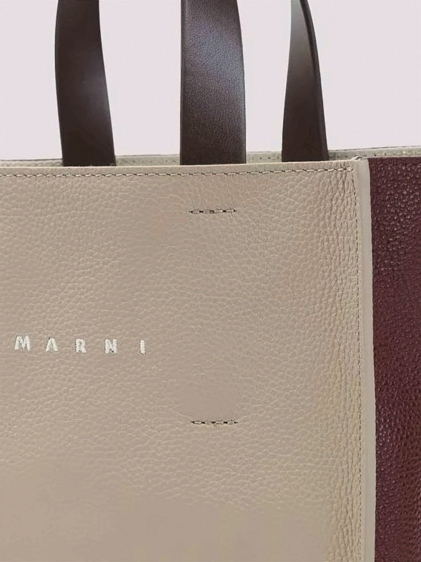 Marni Textured Calf Leather Shoulder Bag With Two-Tone Design