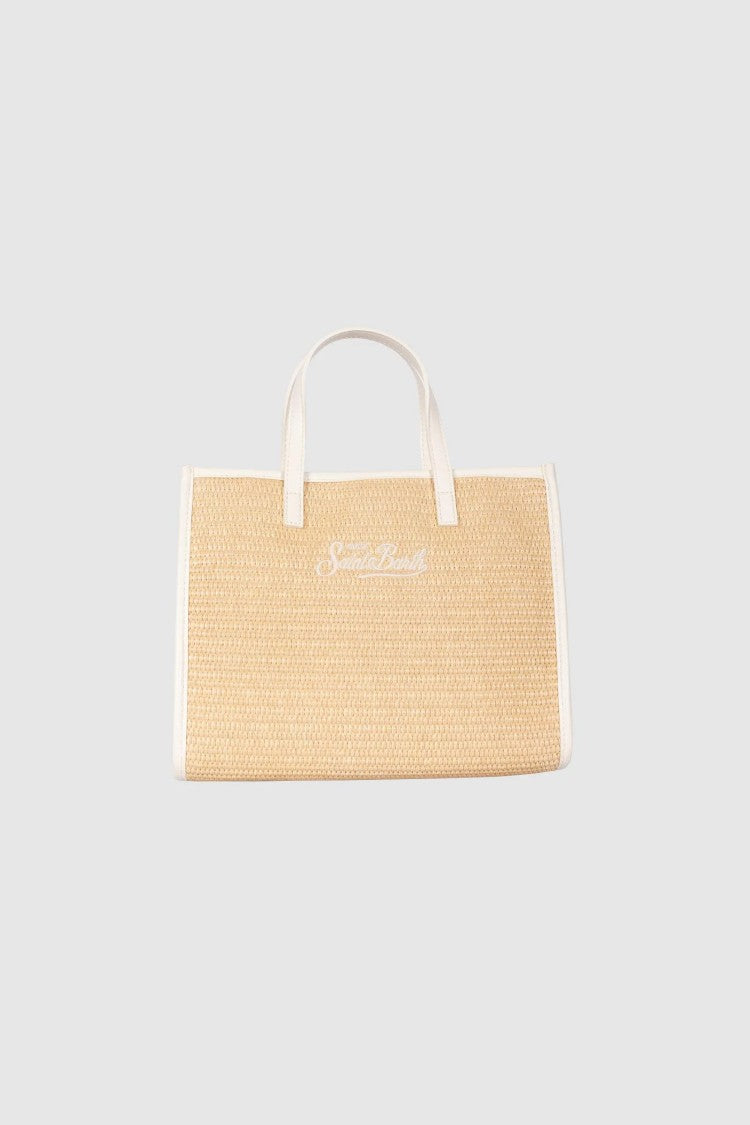 Mc2 Saint Barth Rectangular Woven Tote Bag With Natural Straw Texture