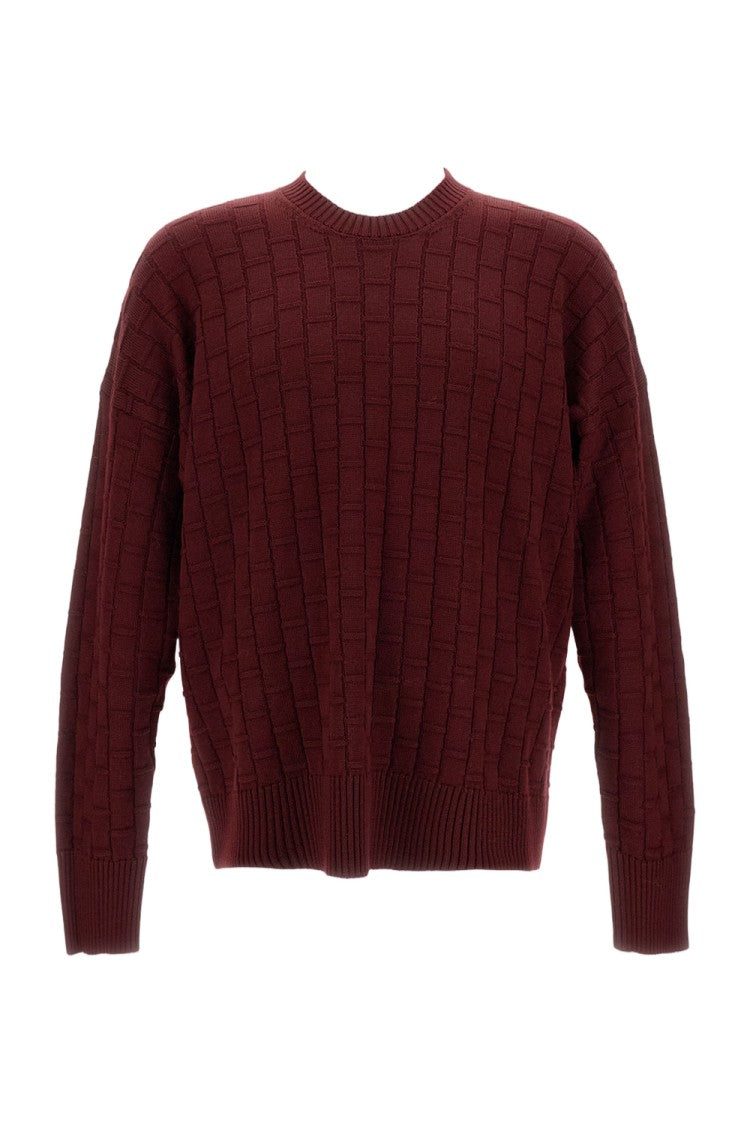 Plan C Textured Checked Wool Sweater