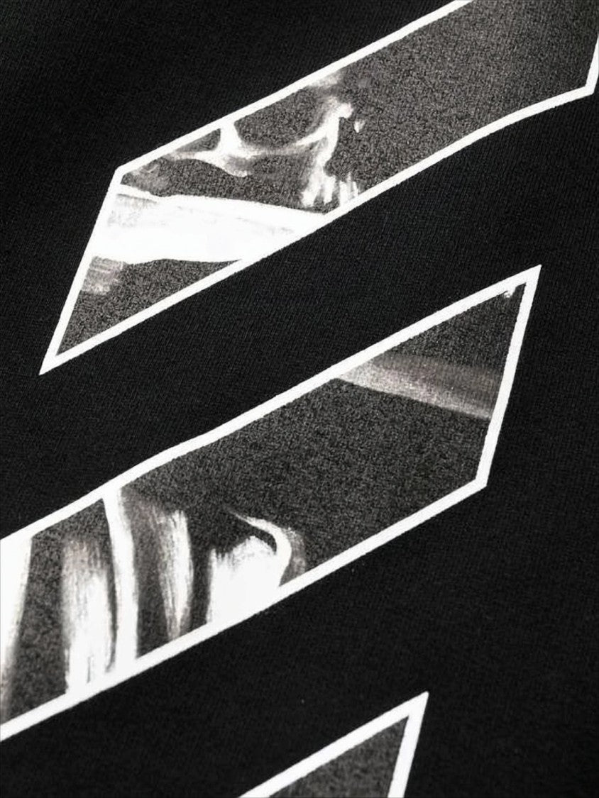 Off-White Relaxed Fit Black Cotton Off-White Jogger Pants With Graphic Prints