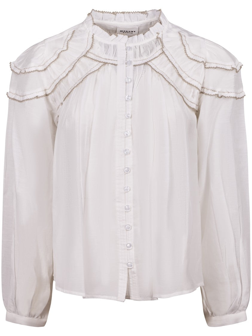 Isabel Marant Étoile Delicate Ruffled White Shirt With Button-Down Front