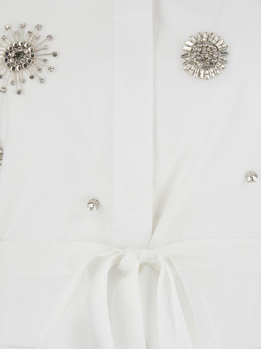 Pinko Embellished White Carley Shirt With Classic Collar