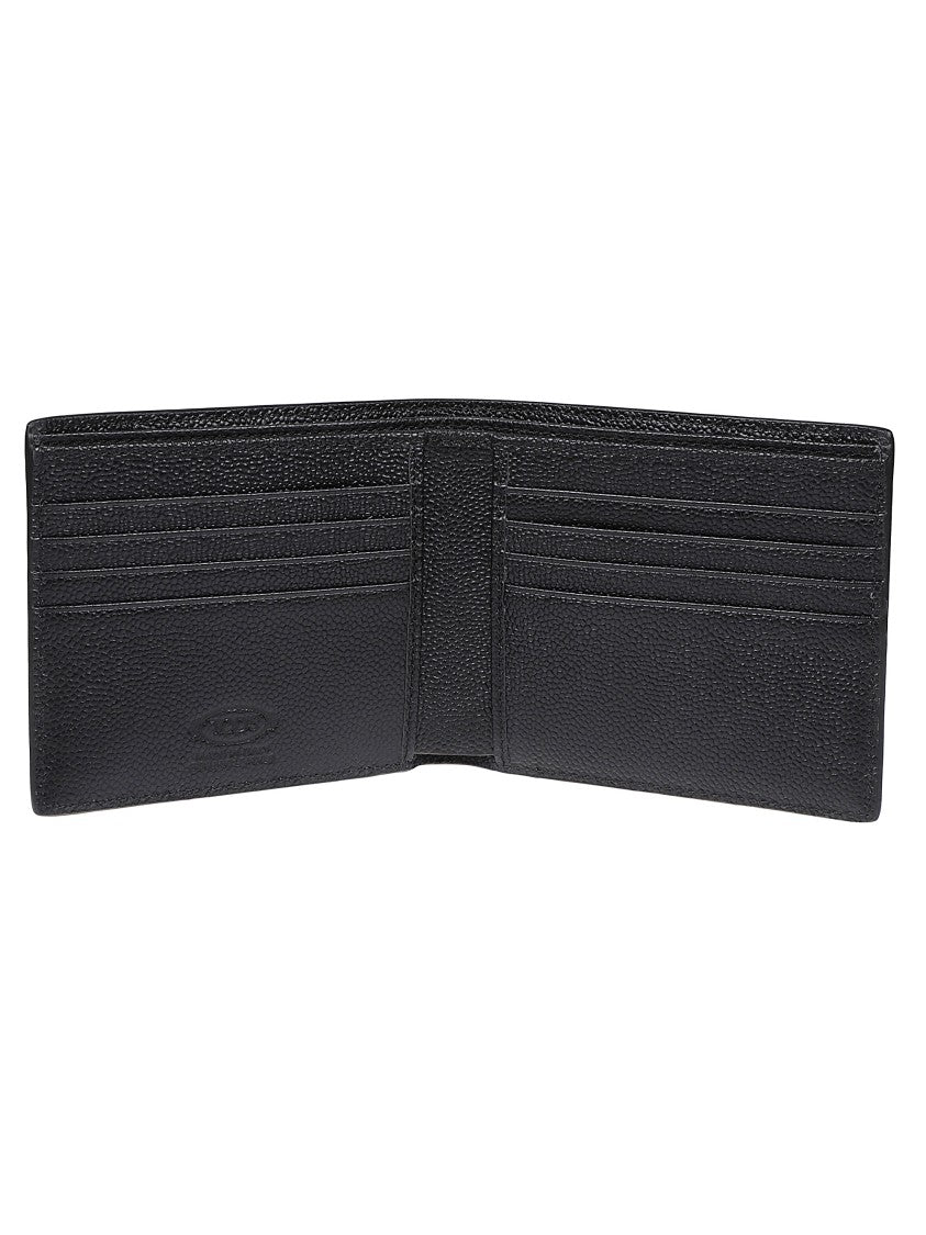Tod's Pebble Grain Leather Bi-Fold Wallet With Silver-Tone Logo