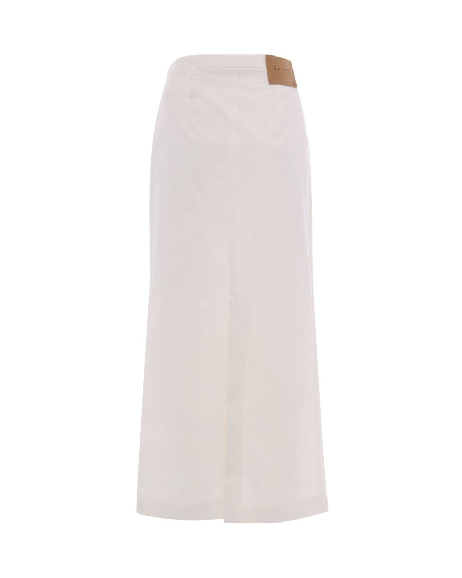 Patrizia Pepe Pencil Skirt In Stretch Cotton Twill With Central Slit Detail