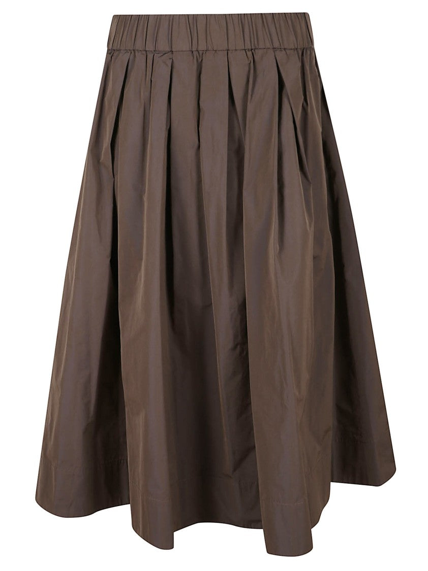 Peserico Pleated Brown Maxi Skirt With Flowy Silhouette