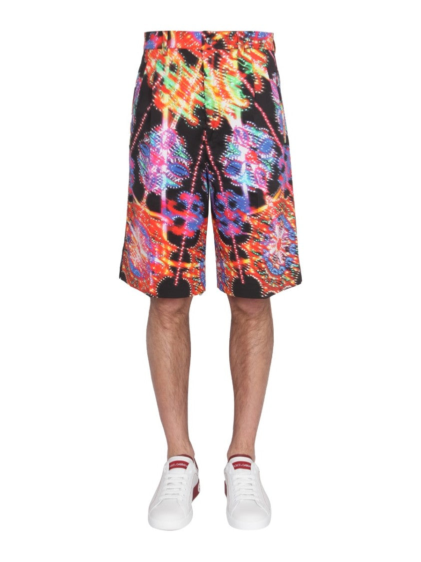 Dolce & Gabbana Bermuda Shorts With Vibrant Luminary-Inspired Print