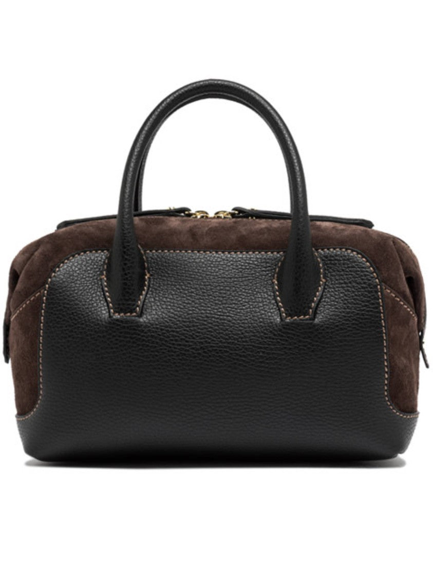 Gianni Chiarini Black Gemma Leather Suede Handbag