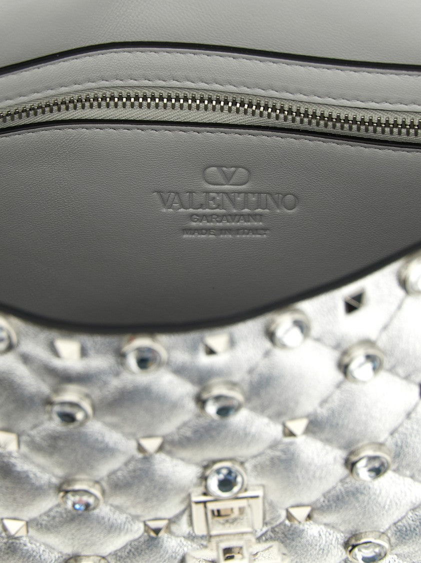 Valentino Garavani Quilted Silver Rockstud Spike Shoulder Bag