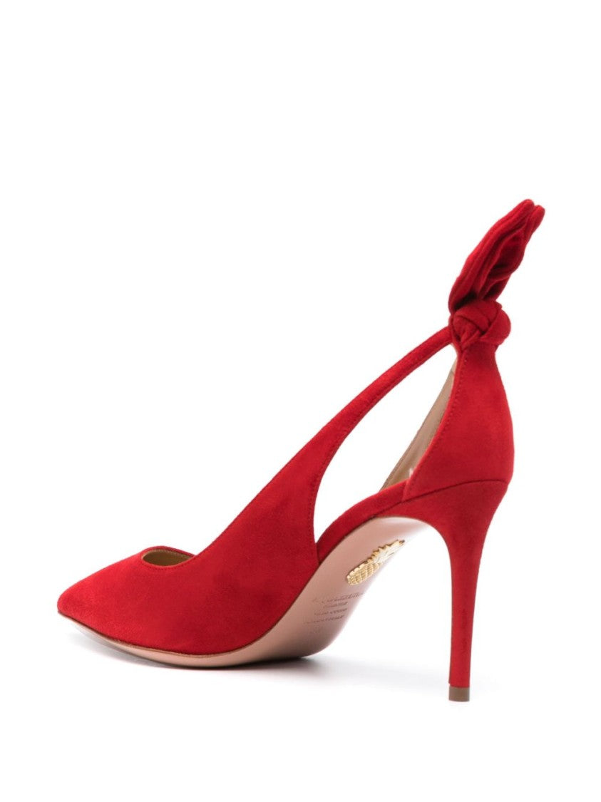 Aquazzura Red Suede Pointed Toe Cut-Out Stiletto Pumps