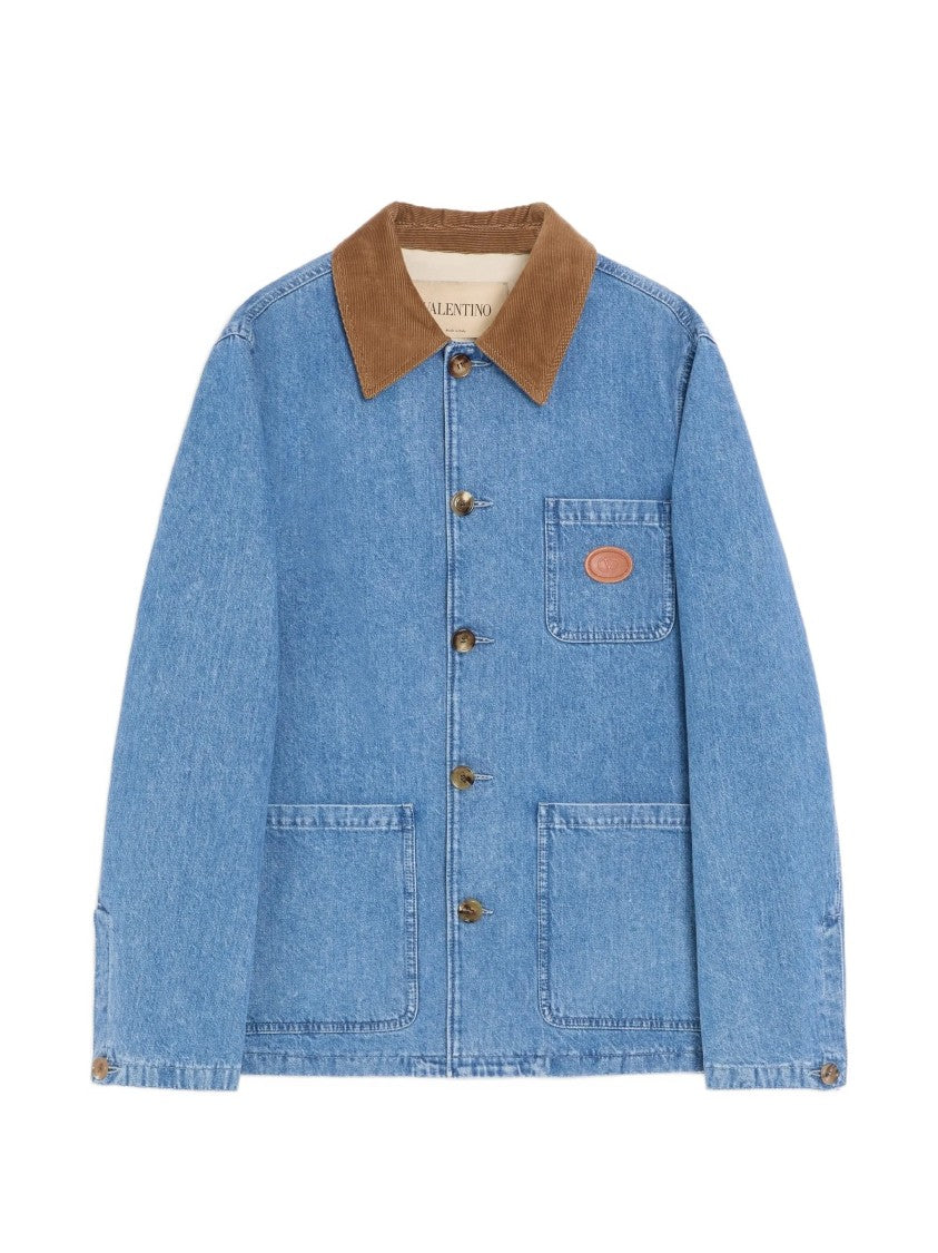 Valentino Giubbino Denim Corduroy Collar Jacket