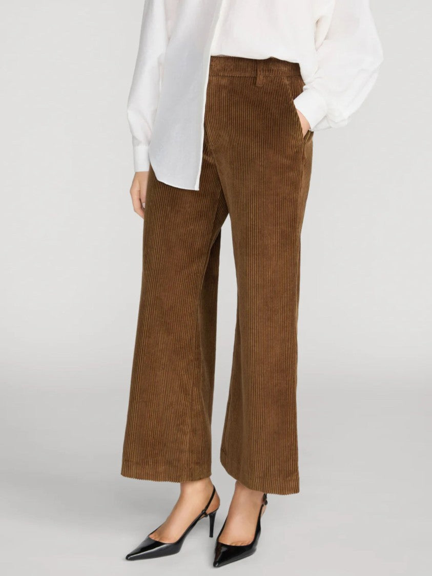 Frame Brown The Corduroy Swing High-Waist Corduroy Wide-Leg Pants