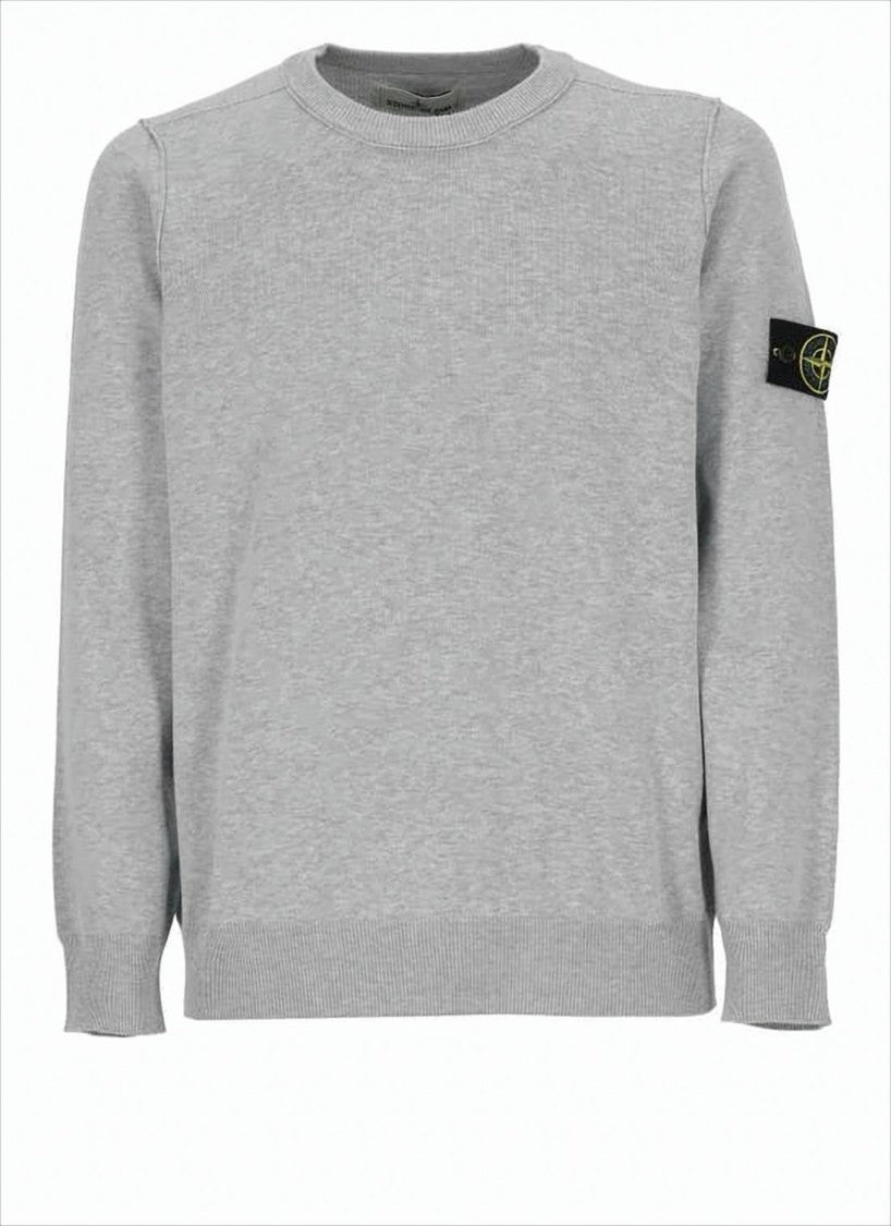 Stone Island Light Grey Cotton Sweater