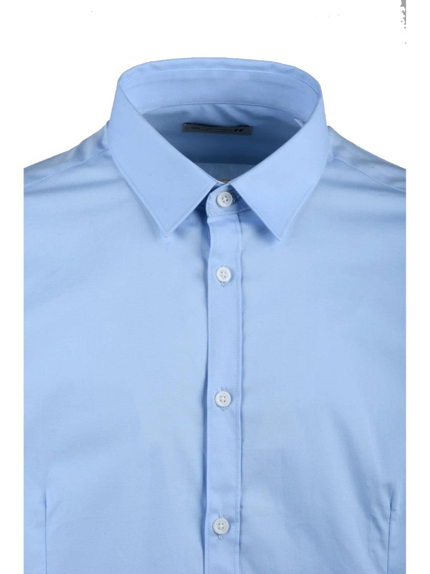 Daniele Alessandrini Light Blue Breathable Cotton-Blend Shirt