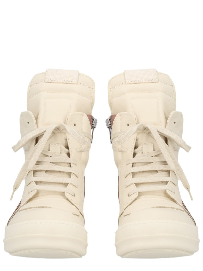 Rick Owens Off-White Cow Leather High-Top Sneakers