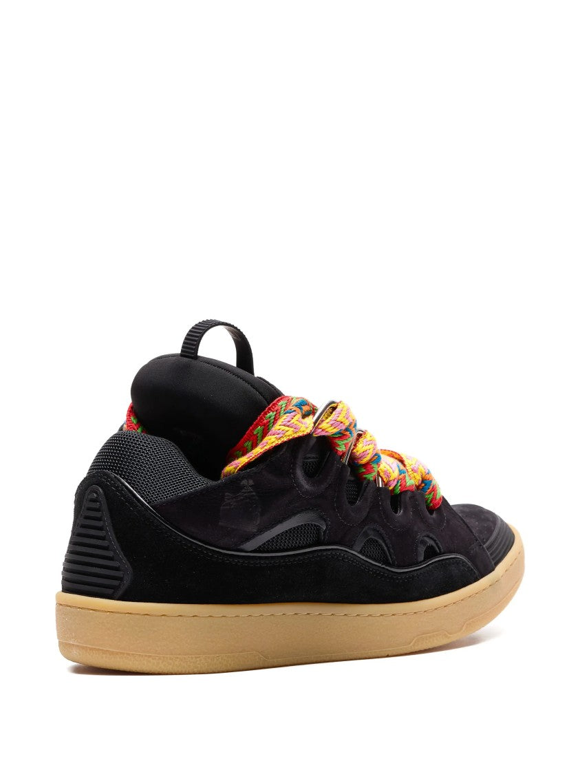 Lanvin Black Curb Sneakers Textured Calf Sneakers