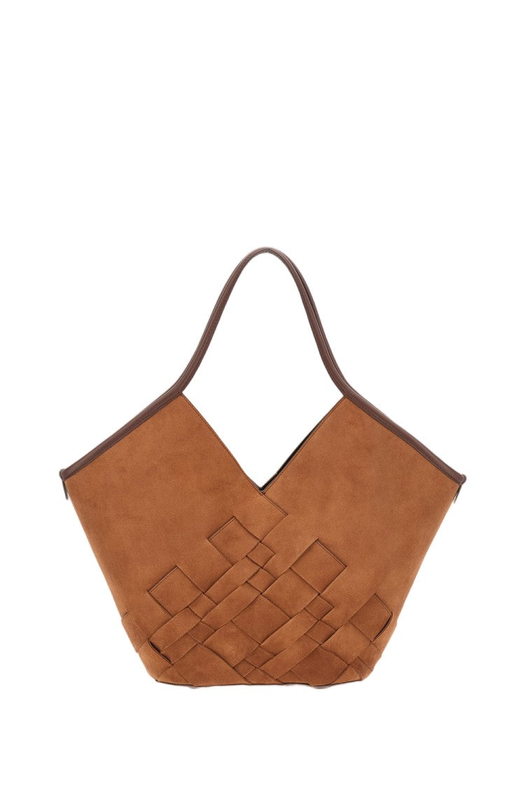 Hereu Brown Coloma Suede Woven Suede Tote Bag