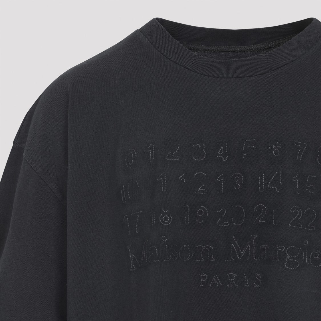 Maison Margiela Black Short-Sleeve T-Shirt With Embossed Detailing