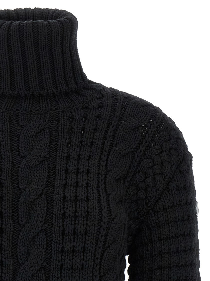 Moncler Genius Heavy Knit Turtleneck Sweater With Intricate Cable Design