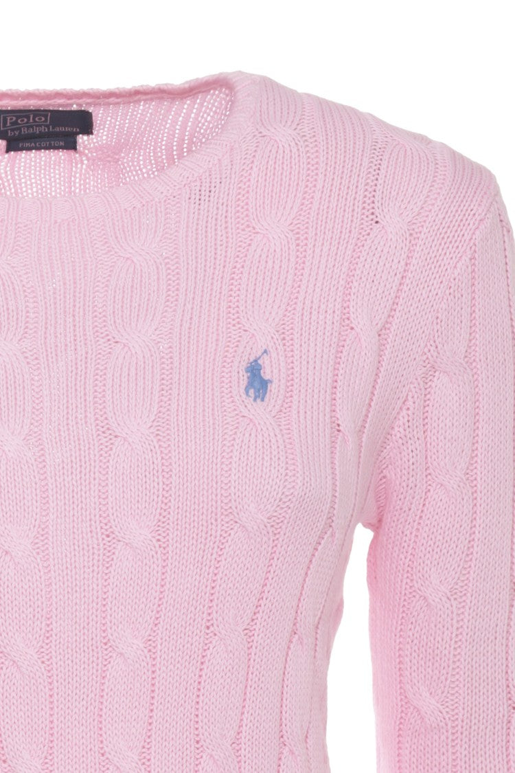Polo Ralph Lauren Light Pink Pony Braided Sweater