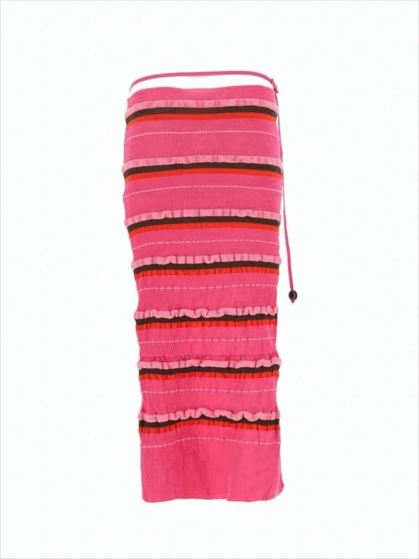 Jacquemus Maxi Skirt With Ruffled Details And Side Slit