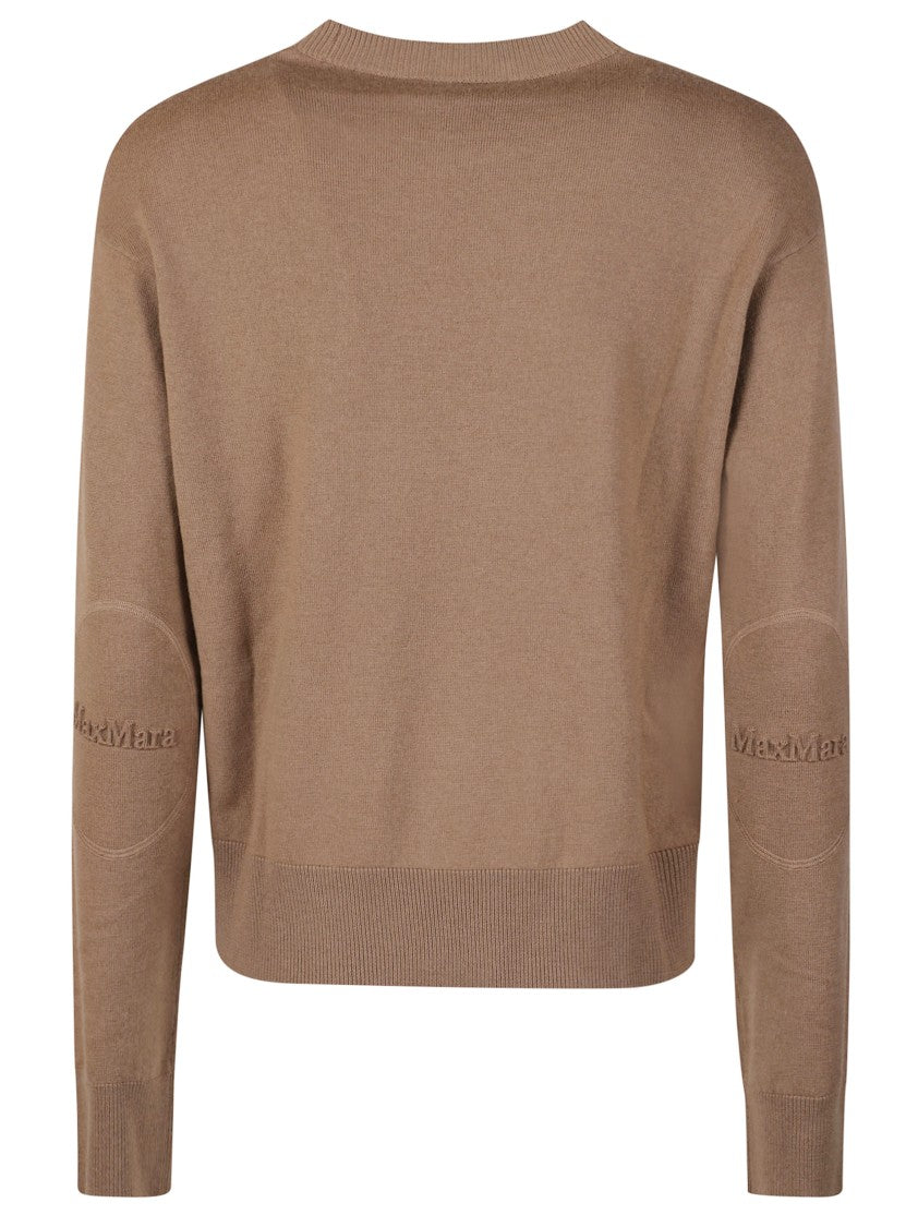 Max Mara Cropped Brown Sweater With Crew Neckline