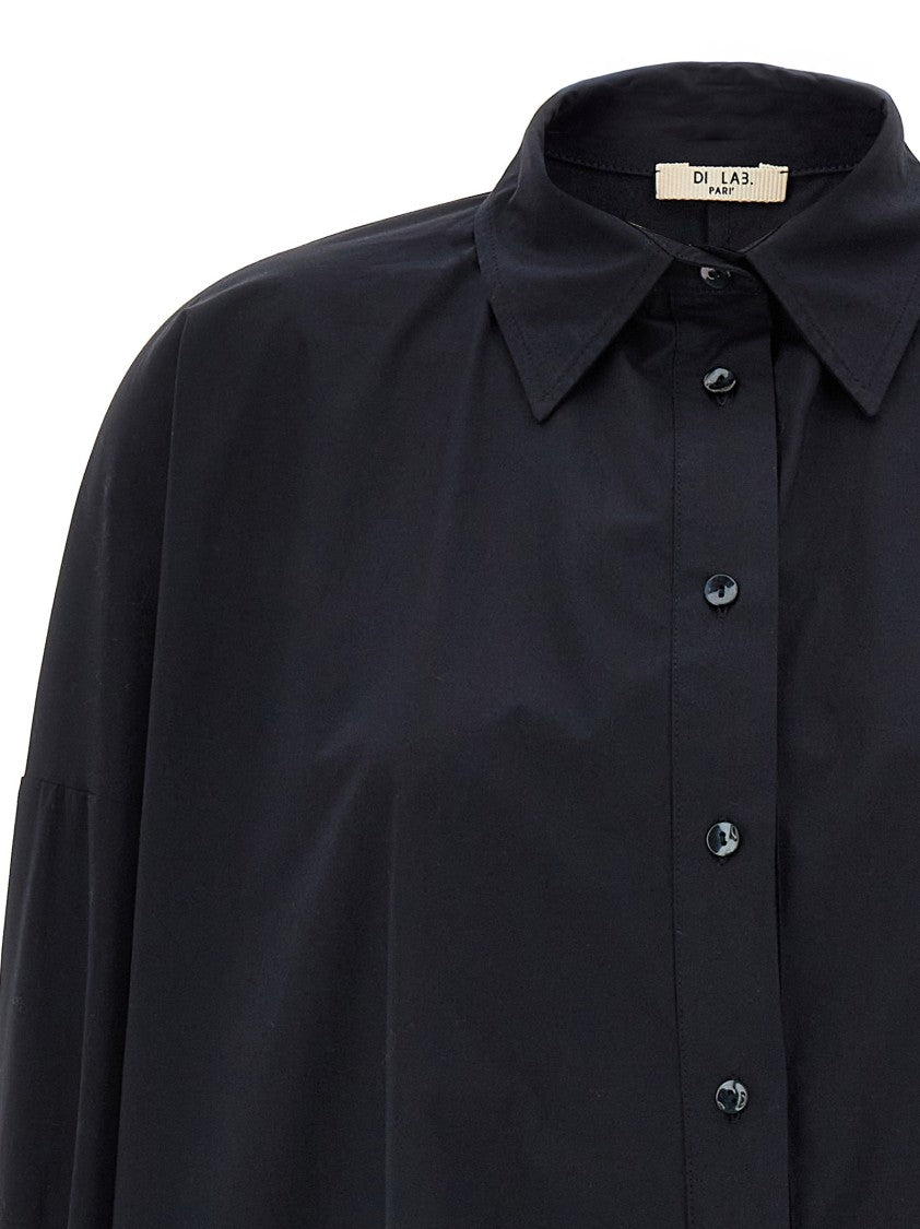 Di.La3 Pari' Oversized Dark Blue Cotton Shirt