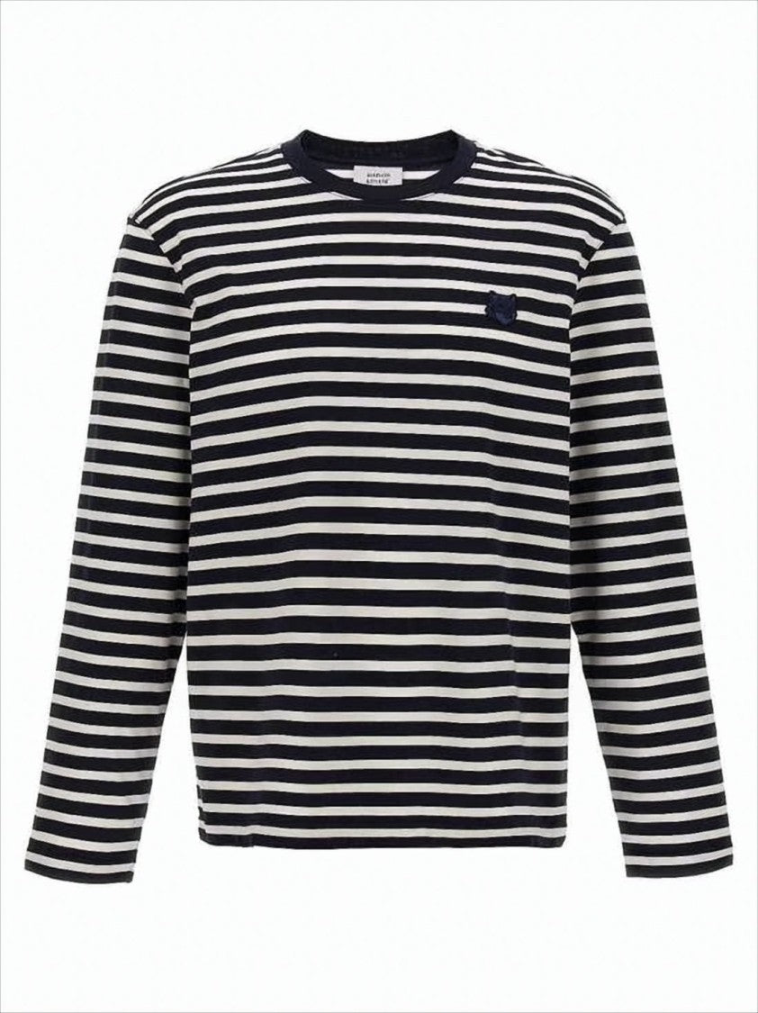 Maison Kitsuné Striped Long-Sleeve T-Shirt With Embroidered Emblem