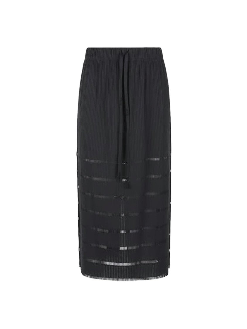 Pleats Please Pleated Midi Skirt With Sheer Stripes