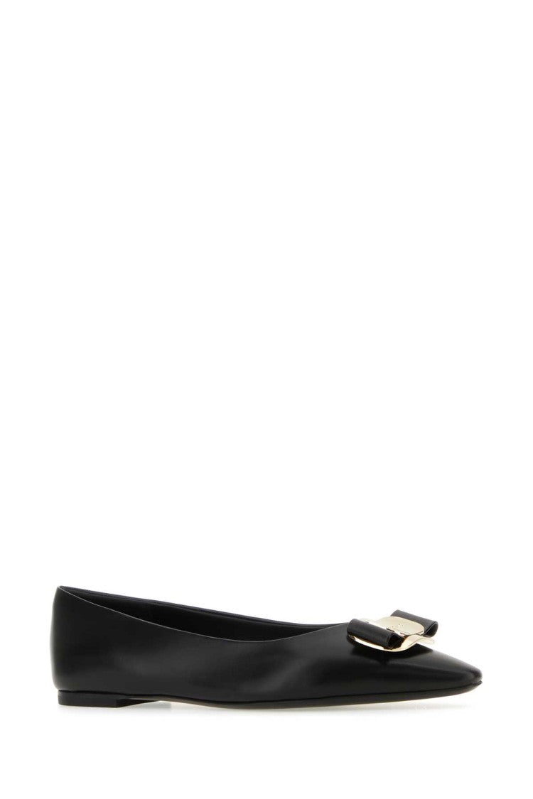 Salvatore Ferragamo Black Leather Zea Ballerinas