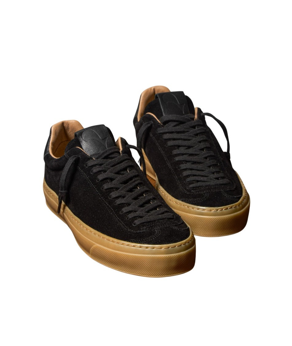 Aqua Alta Venice Black Suede Sneakers With Leather Accents