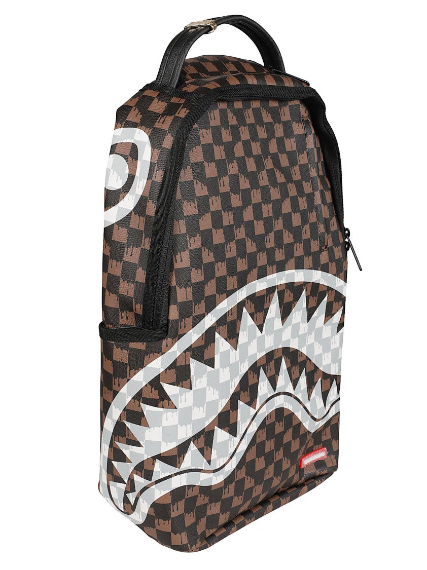 Sprayground Shark Graphic Pvc Backpack With Bold Checkered Design