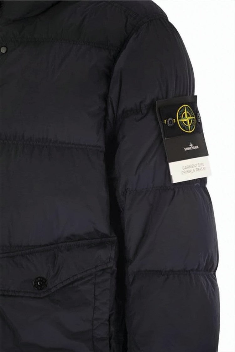Stone Island Hooded Quilted Down Jacket With Branded Patch