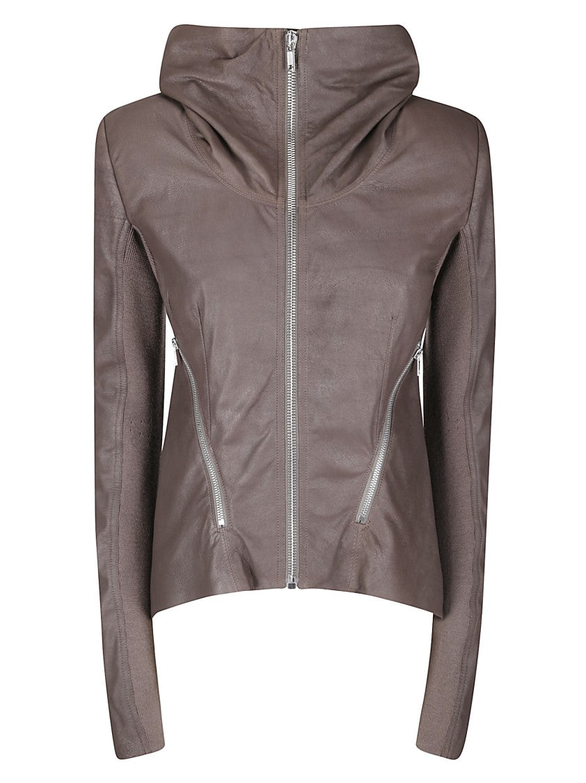 Rick Owens Tailored Brown Lamb Leather Jacket With Padded Shoulders