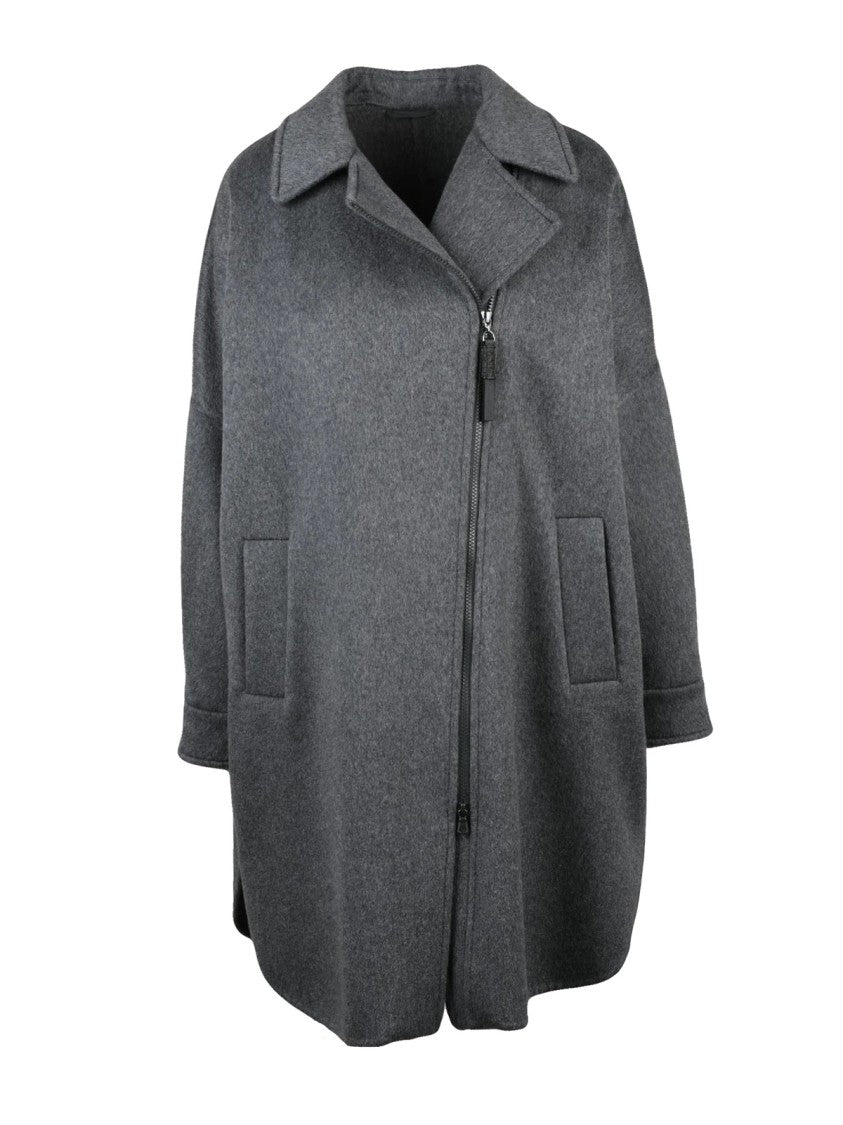 Brunello Cucinelli Contemporary Grey Oversized Cashmere Coat