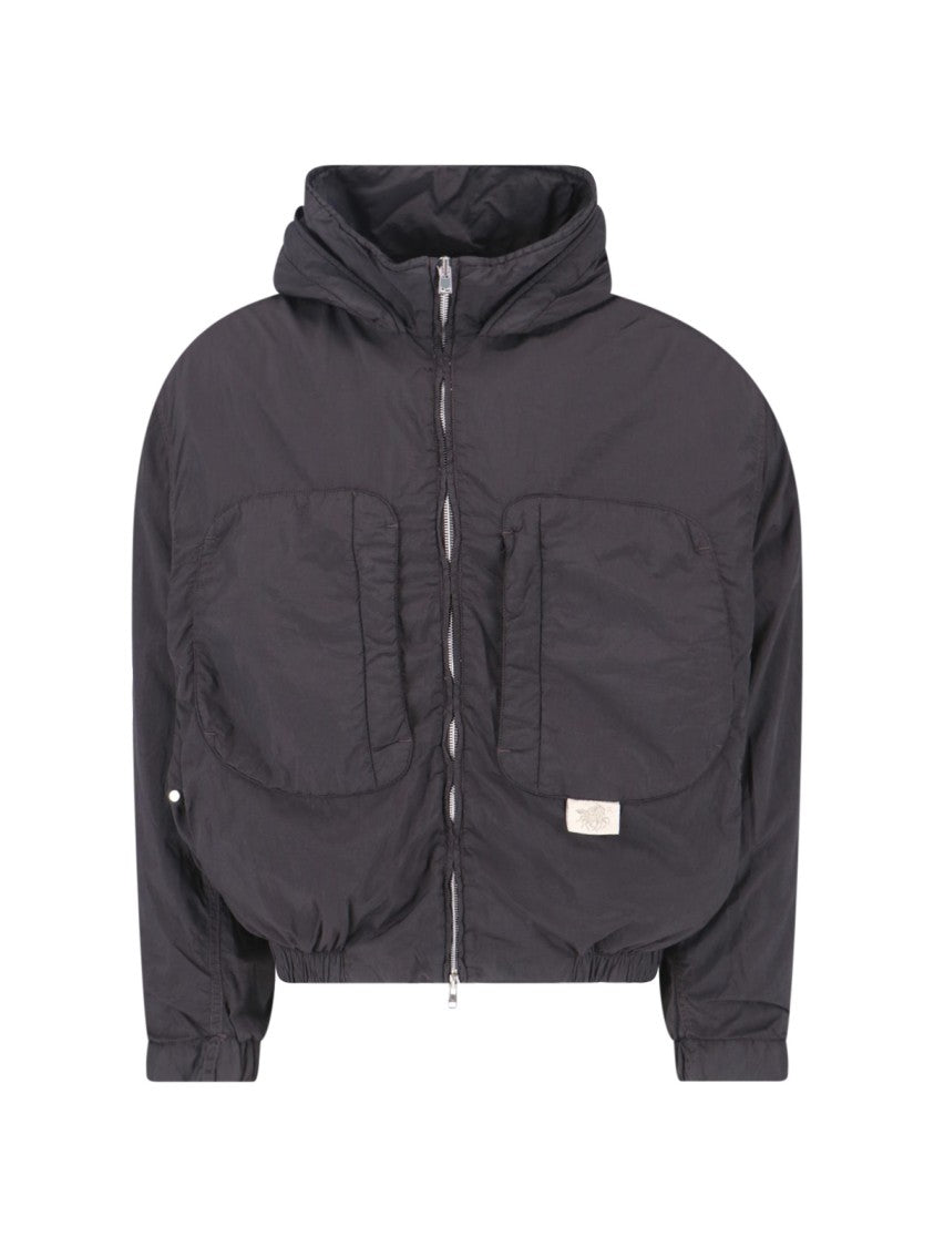 Ranra Black Purs Hooded Zip Fabric Jacket