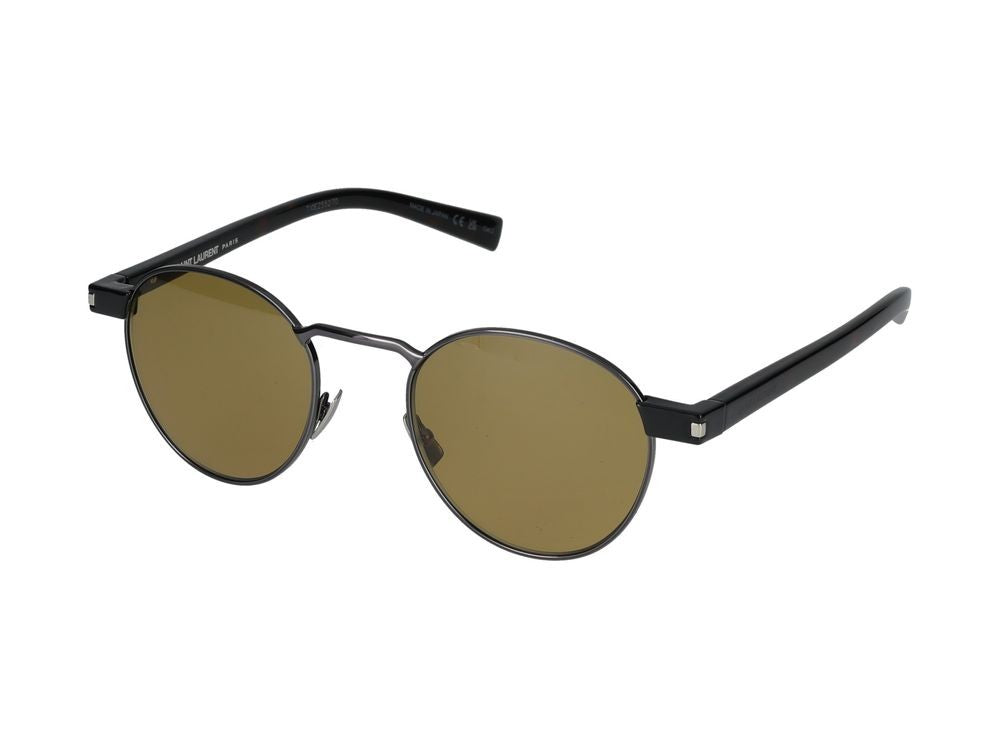 Saint Laurent Ruthenium Round Metal Sunglasses