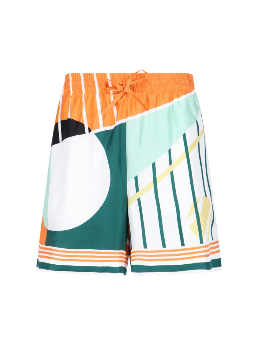 Casablanca Multicolor Print Silk "Court Abstrait" Shorts